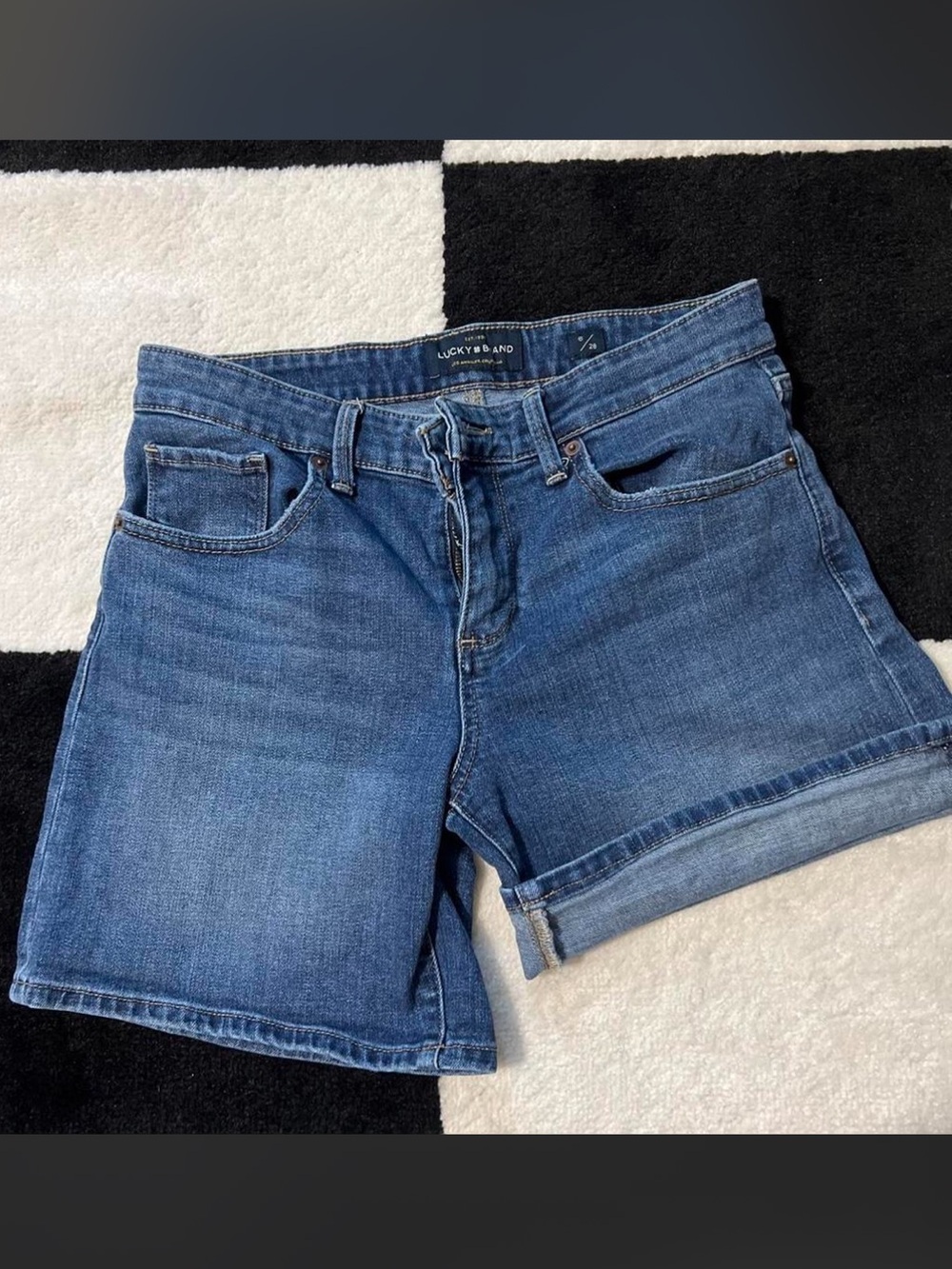 Lucky Brand Dark Blue Roll-Up Denim Shorts